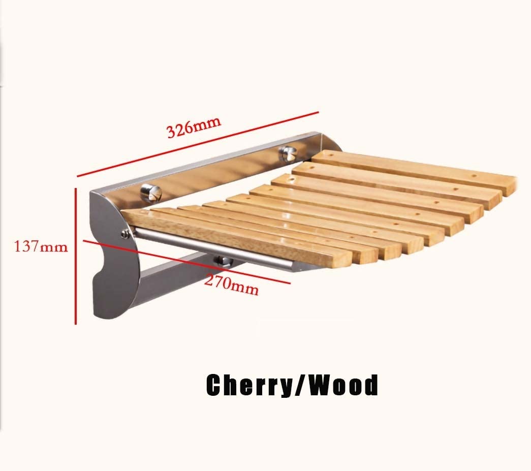 Wall Chair Taburete De Ducha De Pared, Asiento De Ducha Plegable De Madera Silla De Ducha, Base De Acero Inoxidable 304 Taburete De Asiento De Ducha Antideslizante for Personas Mayores Y Discapacitada