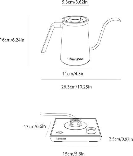 Miniatura 8 de MHW-3BOMBER Hervidor eléctrico de cuello de cisne, hervidor de café profesional, tetera con control preciso de temperatura, pantalla LED, apagado