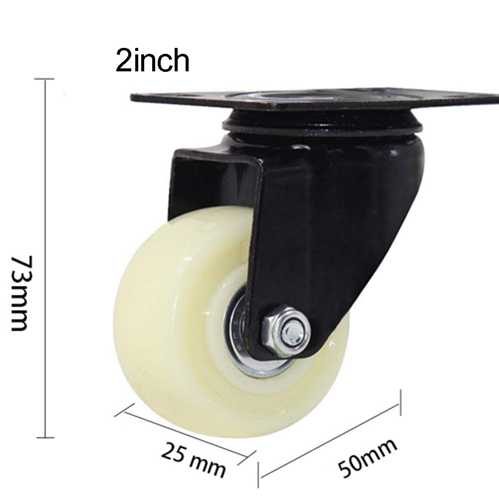 Ruote Girevoli per Carichi Pesanti 4 Ruote Girevoli 40/50 Mm Ruote per Mobili Ruote Fisse Silenziose con Piastra Di Montaggio Superiore Capacità Di Carico 200 Kg/Without Brake/50Mm(2 In)
