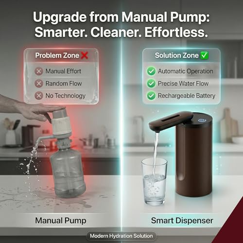 Image of Ashpo Automatic Water Dispenser Pump for 20 Liter can Bottle, Type-c Rechargeable Electric, Led Display with 4 Timer Modes 300ml, 600ml, 1L and 1.5L