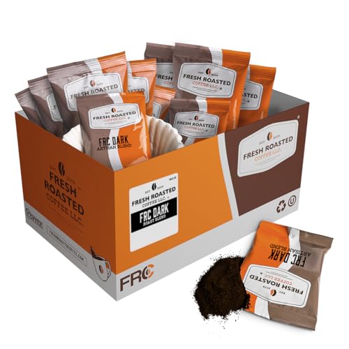 Image of Fresh Roasted Coffee, FRC Dark Roast Blend Drip Ground Fractional Packs, Dark Roast, Kosher, 2.25 oz, 96 Count