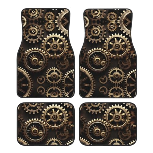 Tapis de voiture steampunk imprimé engrenages jeu complet haute résistance