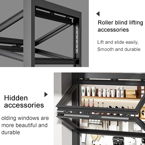 Ventana de concesión elevable de aluminio con puerta de toldo para camión de comida 6