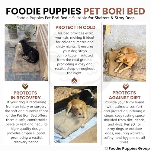 Image of Foodie Puppies Pet Bori Bed for Stray Dogs and Puppies | Jute Sack with 3.5Kg Shredded Cloth Filling | Durable, Comfortable & Sustainable Resting Gunny Bags Solution for Shelters (85 x 58 x 12 cm)