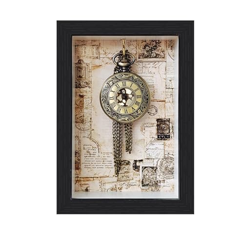 Pocket Watch Display Case Wood Pocket Watch Box Wall Cabinet Shadow Box Keychain Display Case Pocket Watch Display Storage Travel Case Organizer Suitable for pocket watches keychains medals 1 pack.
