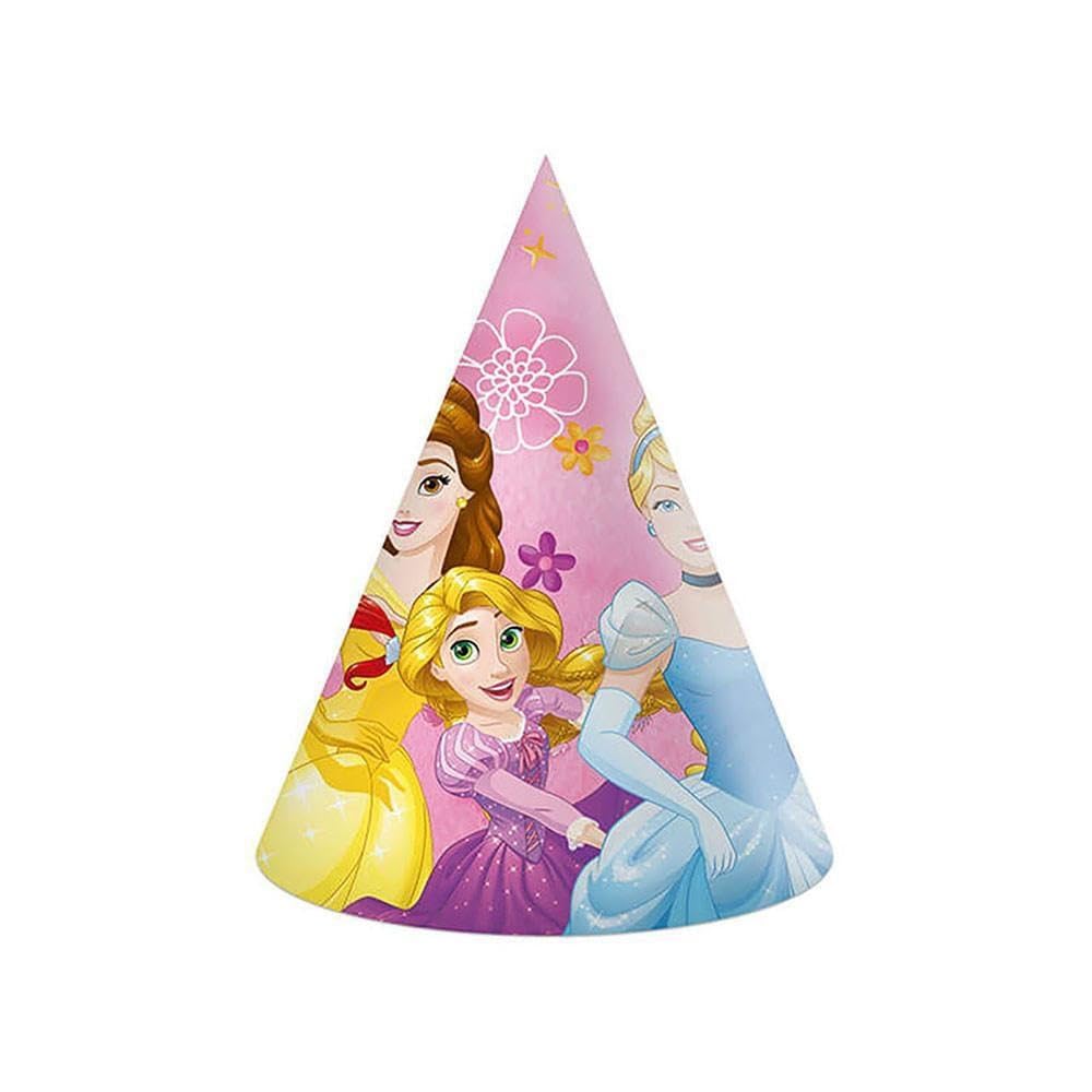 Procos - Disney Princess Live Your Story Party Cone Caps in FSC Paper, 6 Pieces, Multicolor, 93946
