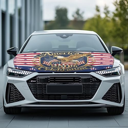 Image of Retro 1776-2026 USA Hood Cover for Truck Stretchable Engine Cover Can be Washed Hood Wraps Universal for Cars