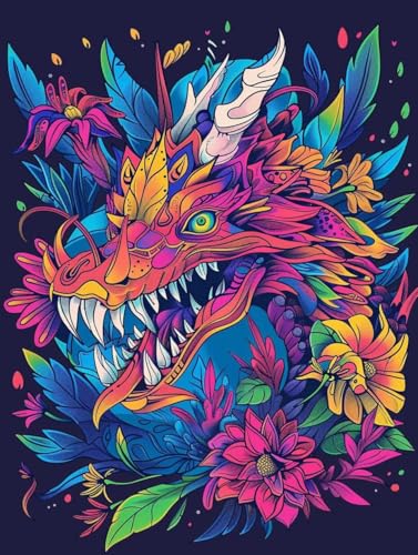 Kit Broderie Diamant Dragon 70x90cm avec Accessoires Complet T0-468