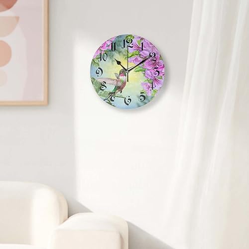 Miniatura 8 de Relojes de pared a pilas de 12 pulgadas, flamencos, decoración silenciosa del hogar para baño, sala de estar, dormitorio