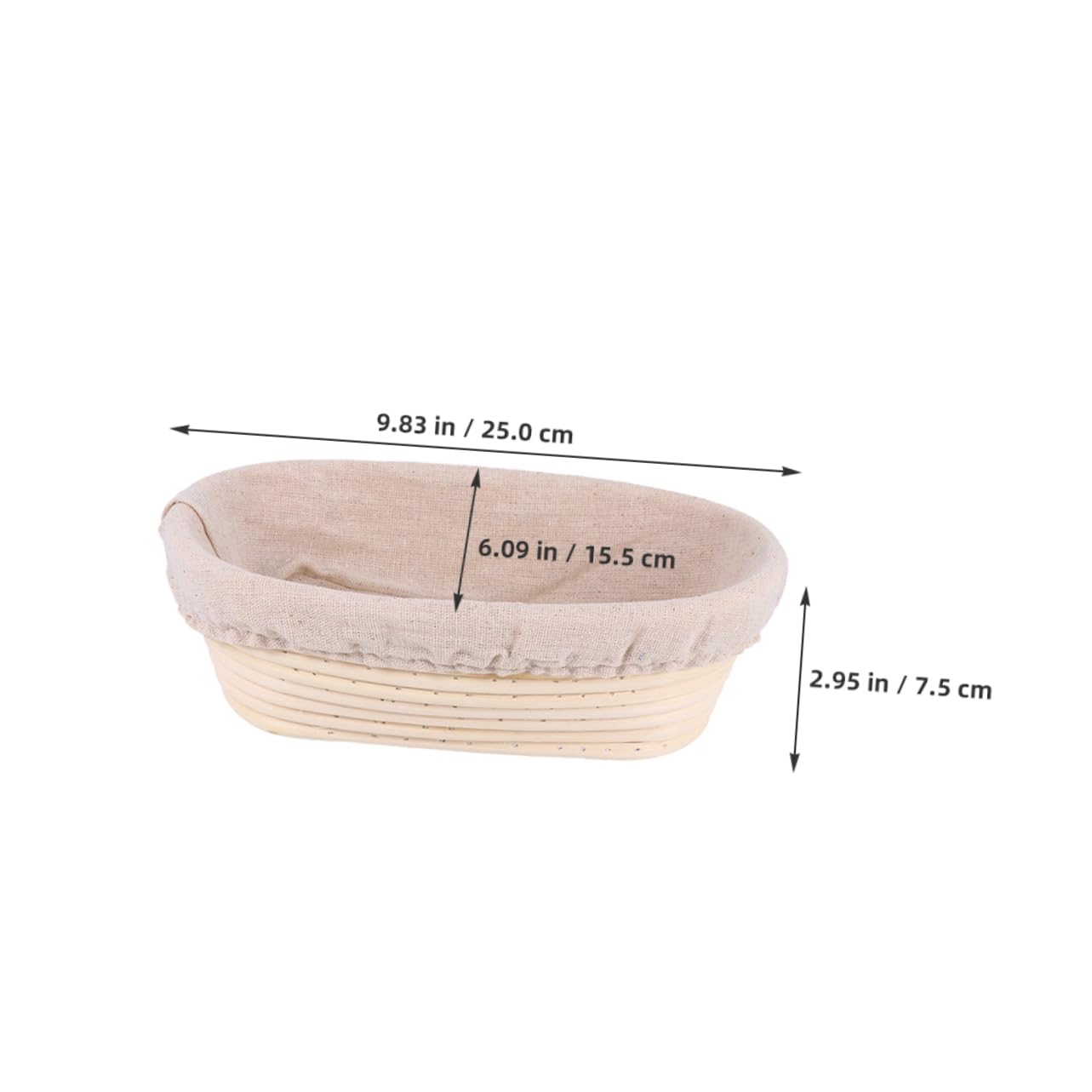 MUCKLILY 2pcs Rattan Bread Proofing Basket Oval Sourdough Proofing Bowl Liners for Artisan Bread Baking European Design for Home Bakers