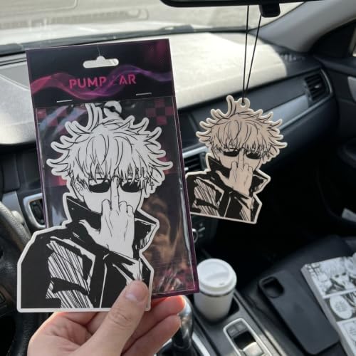 Image of PumpCar 2 pieces Gojo Satoru double-sided hanging Japanese anime vanilla-scented car air freshener Cool anime hanging for rearview mirror Car Interior Accessories Gifts Anime Manga Fans Sorcerer Truck