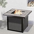 Grand Patio Outdoor Gas Fire Pit Table 32-Inch Square Propane Gas Fire Pit with CSA Safety Approval 40000 BTU Heat Sling Base Ceramic Tile Top and Lava Rock for Garden, Backyard, and Deck Parties