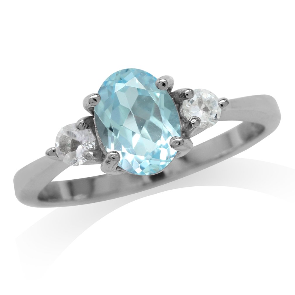 Silvershake 8x6mm Oval Shape 925 Sterling Silver Engagement Ring