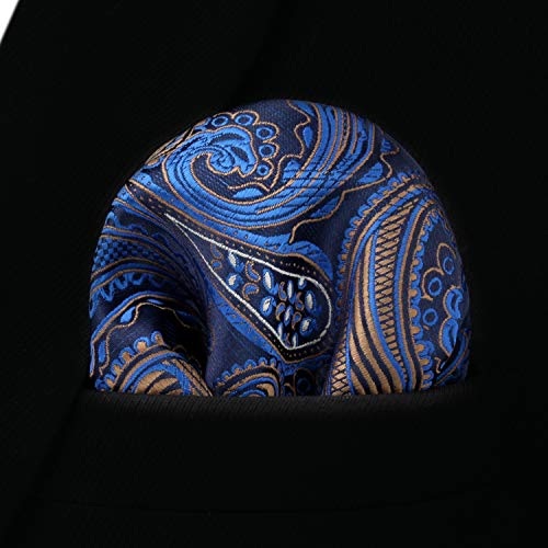 Image of HISDERN Ties for Men Paisley Floral Tie Handkerchief Classic Woven Business Formal Necktie and Pocket Square Set Wedding