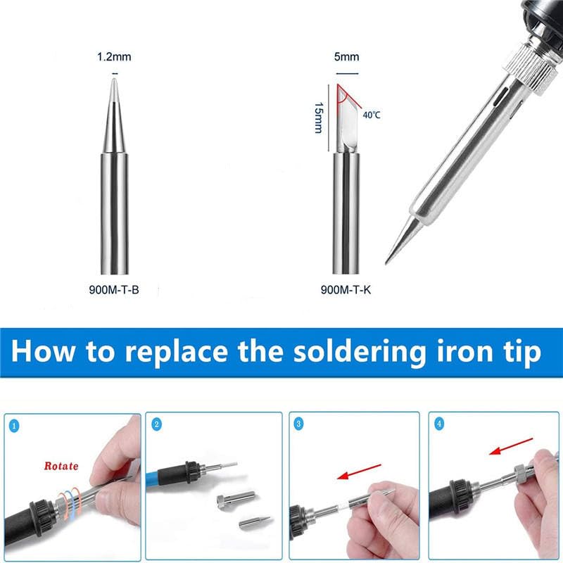 Image of Zelbo Heavy duty 90W 220V Temperature Adjustable Electric Welding Solder Soldering Intelligent digital display soldering iron (Soldering Iron, Solder flux solder wire with Soldering Bits 2)