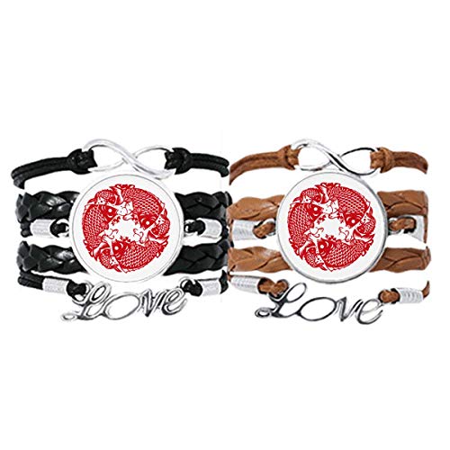 Bracelet poissons festifs cuir cadeau idéal pour couple et anniversaire