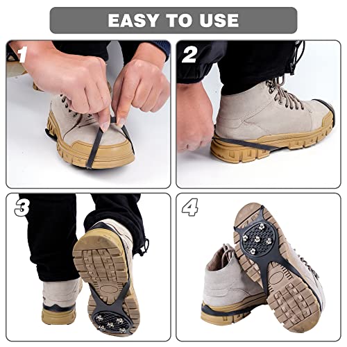 Wbcbec 2 Pairs Non Slip Gripper Spike Ice Traction Cleats Walk Traction Cleat Durable Ice Snow Grips For Shoes, Boot With 5 Steel Studs Crampons(M-Size) #TOP3