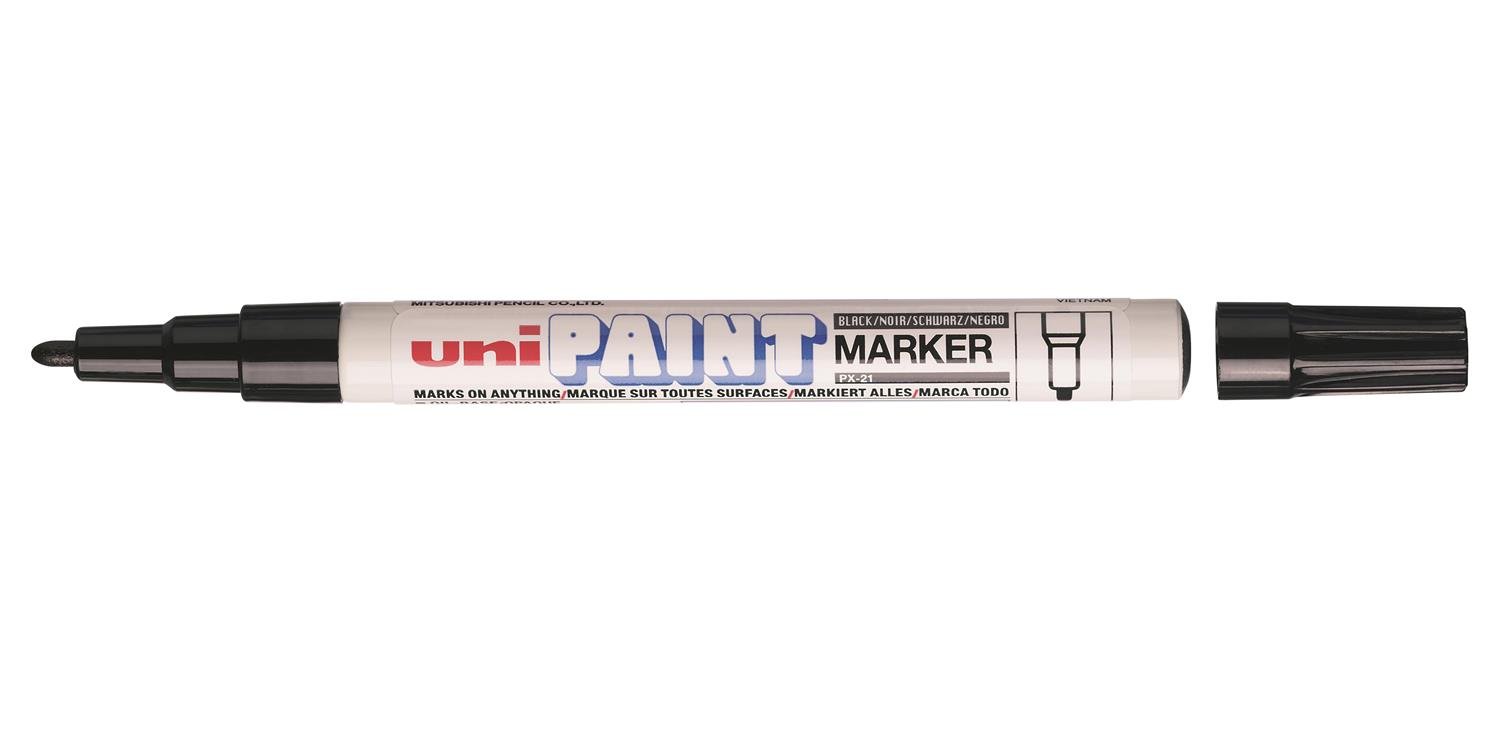 Uniball Uni Paint PX21/N Marqueur peinture à huile Pointe fine ogive Encre à pigmentation Noir Lot de 12