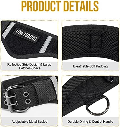 OneTigris Adjustable Dog Collar, Tough Dog Collars Military Heavy Duty Tactical Collar Metal Buckle with Control Handle for Dog Training (XL, Black)