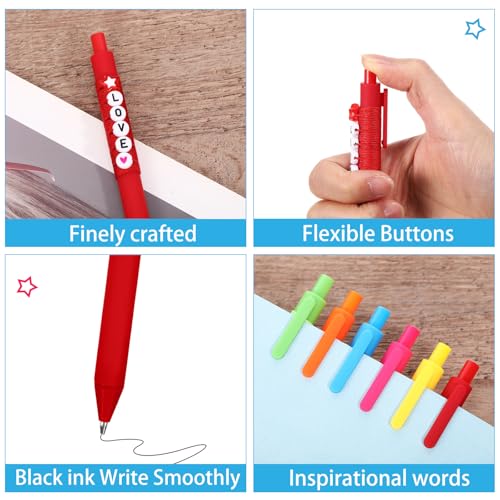 Tenceur 24 bolígrafos motivacionales multicolor para escuela miniatura 3