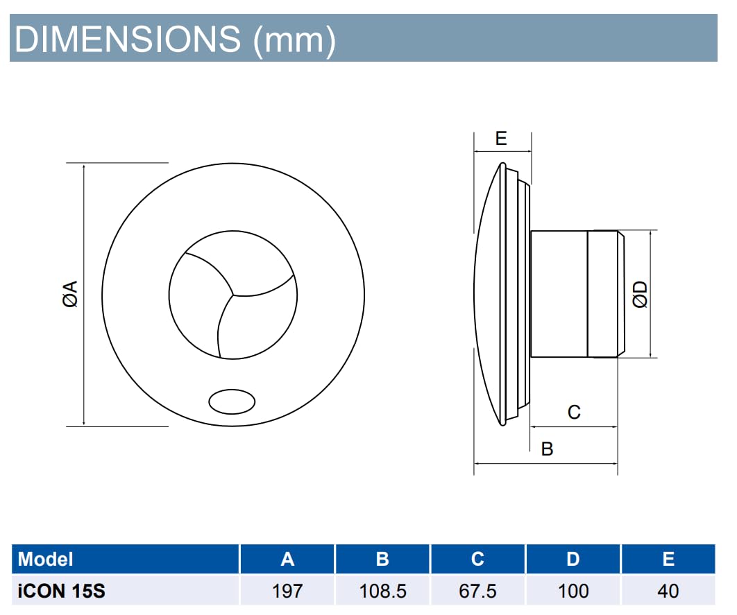 Airflow iCON 15S Ventilatore Estrattore per Bagno 12V, 100mm, 4-6.1W a Basso Consumo Energetico, 21 l/s, Otturatore Antiriflusso Silenzioso Iris, Moduli Umidità PIR e Timer Opzionali, Garanzia 3 Anni