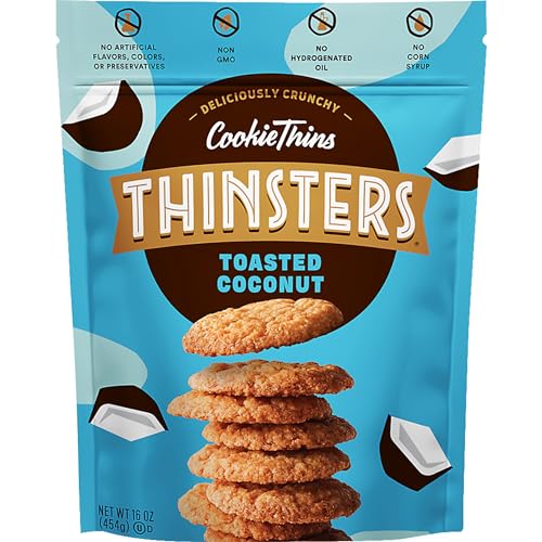 Image of Thinsters Crunchy Thin Snack Cookies, Toasted Coconut, 16 oz (Pack of 2)
