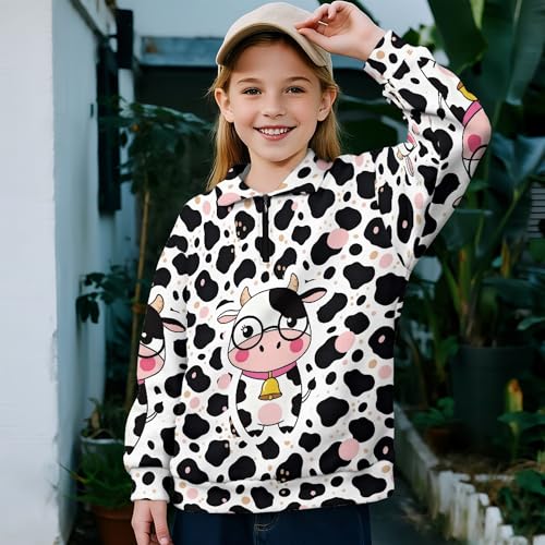 Image of AmzPrint Girls Graphic Quarter Zip Coat Long Sleeve Lightweight Oversized Athletic Running Hoodies For Kids Teen Girls