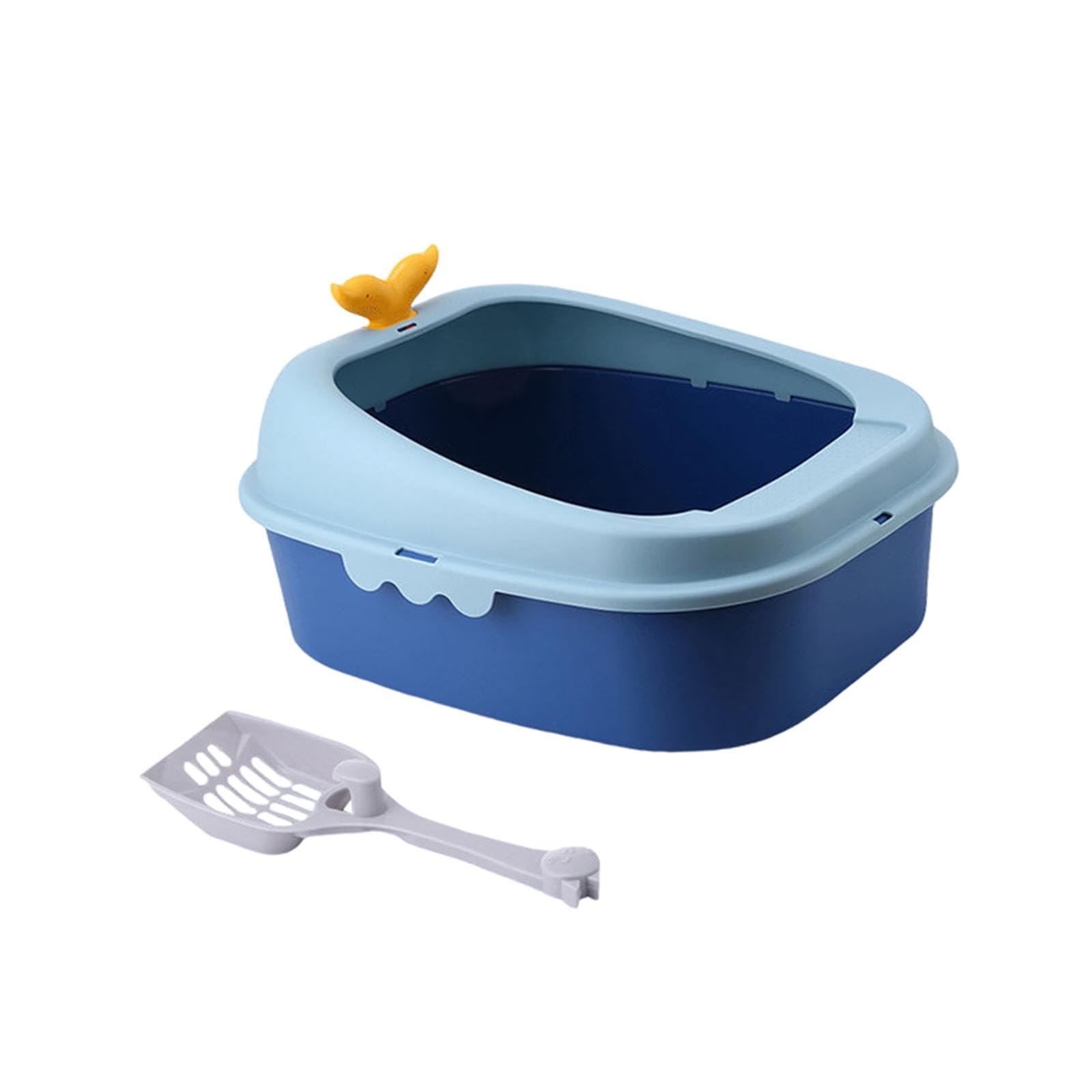 Bac à litière pour chat bleu S avec plateau ouvert robuste pour petits animaux