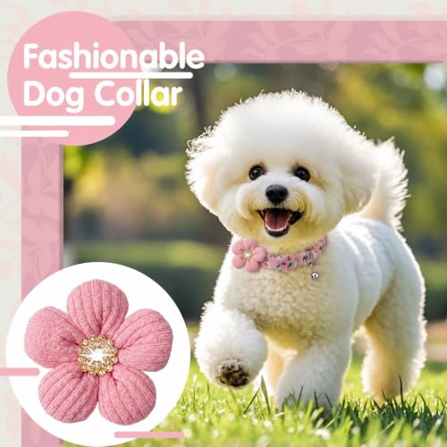 Small Dog Collar with Bell, Puppy Collar, Pink Dog Collars for Small Dogs | Girl Dog Collar for Female with flower, Floral Fall Dog Collar, Cute Soft Dog Collar Para Perros for Walks Outdoor Hikes - image 3