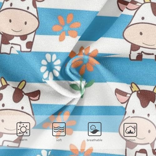 Wusikd Cartoon Cow Girls' Underwear Cotton Blue Striped Flowers Girls Briefs Soft Toddler Underwear 2T3