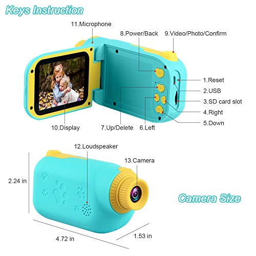 image for GKTZ Kids Video Camera Digital Camera Camcorder Birthday Gifts for Boy