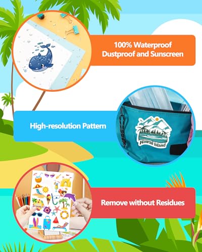Calcomanías tropicales estéticas para decorar botellas de agua y laptops este verano 4