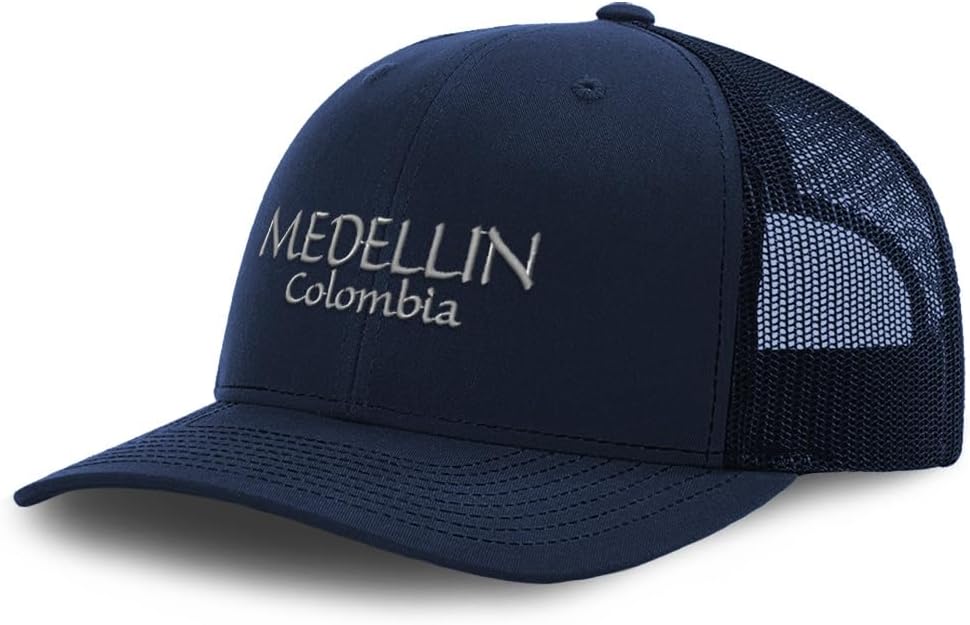 Custom Mesh Cap Hat Embroidered Medellin Colombia Colombian Flag Trucker Hats for Men & Women Cotton