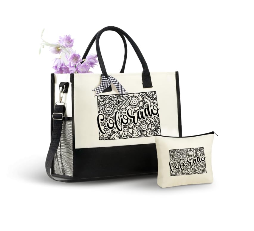 Bolso Tote de Lona para Mujer con Cremallera Superior y Correa de Hombro miniatura 1