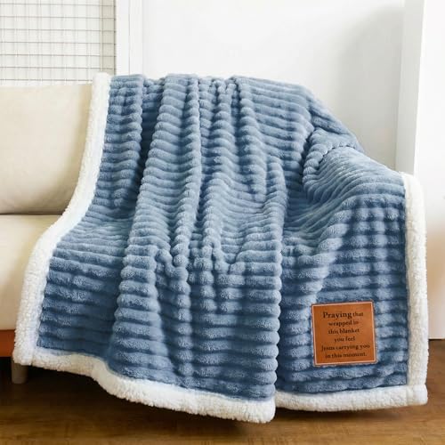 Praying Gods Prayer Blanket Cloud-Like Soft Blue Throw Blanket Gifts with Christian Message Get Well Healing Comfort Gift for Women & Men Sympathy Faith-Based Cozy Throw 50x60 Inch