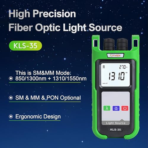 Image of KPM-35 Optic Fiber Power Meter 7 Wavelengths -70~+10dBm w /Optical Fiber SingleMode and Multimode Light Source KLS-35-MS 1310 /1550nm + 850 /1300nm Self Calibration FC + SC Adaptor