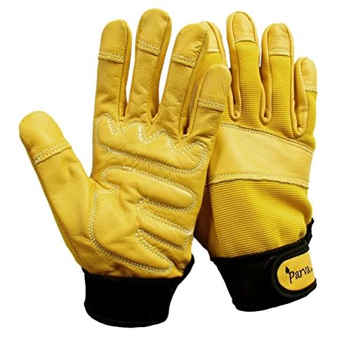 Gardening Gloves, Heavy Work Garden Gloves Gloves with Padded Palms, Work Gloves (Medium, Yellow) Cover