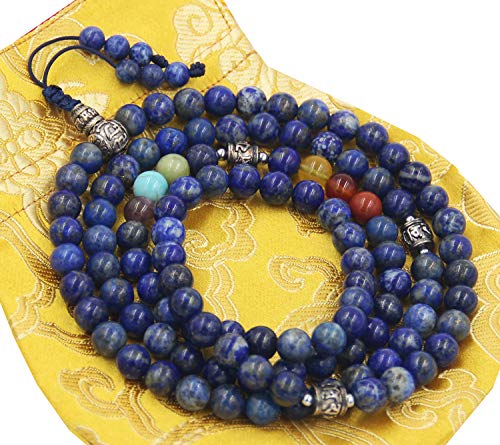 Tibetan Buddhist Meditation 108 Beads Ebony Wood Mala/Prayer Beads/Rosary/Free Mala Bag (8 MM)