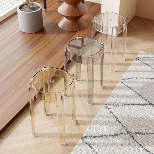 Taburete de ducha de acrílico transparente, asiento de plástico resistente al agua, diseño apilable para baño, cocina, dormitorio, oficina en casa