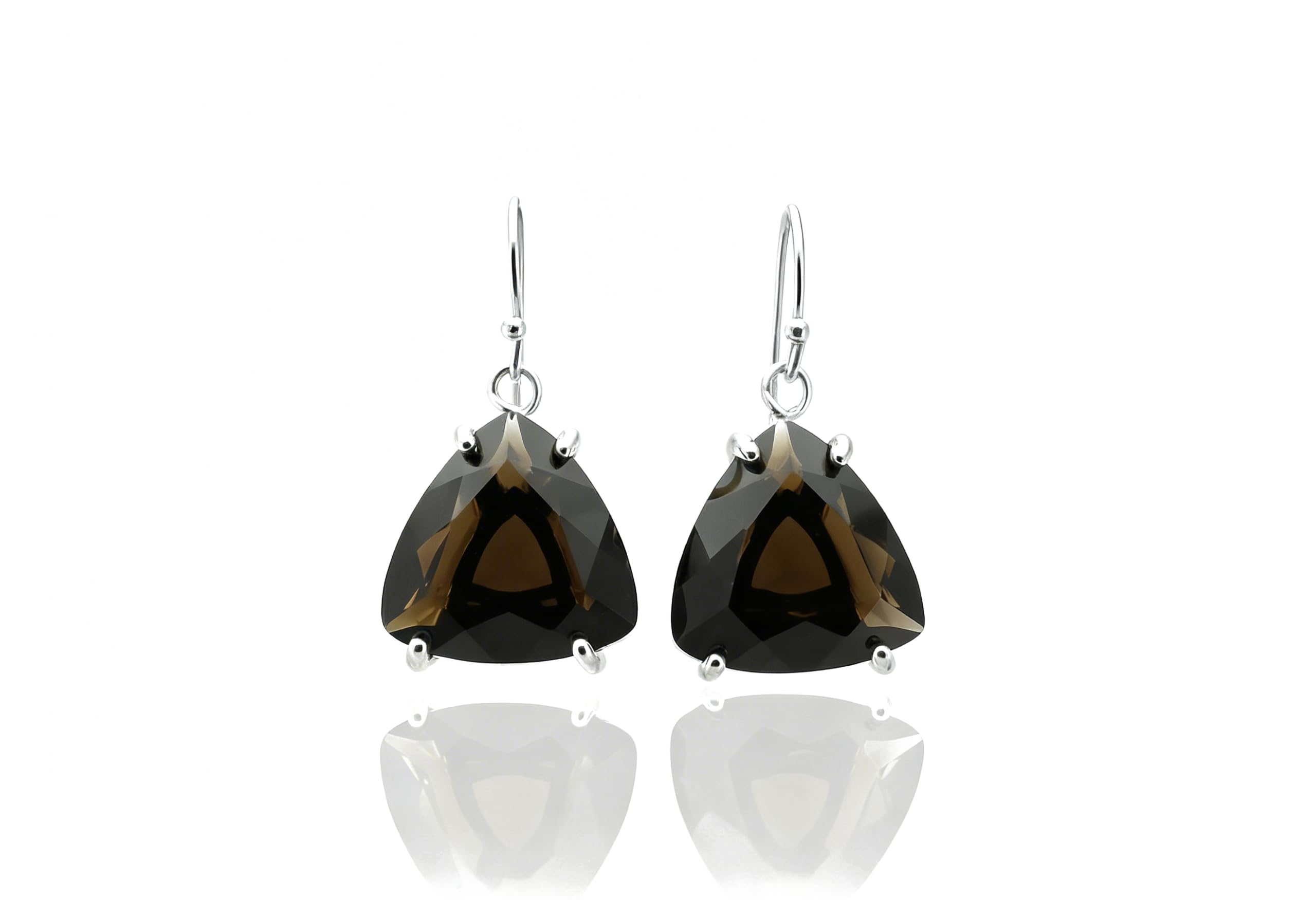 Pendientes Triangulares de Oro de Cuarzo Ahumado - Piedras Preciosas Trillón Pendientes Colgantes Semipreciosos para Mujer - Perfectos para Ocasiones de Noche - Regalo Precioso para Celebraciones