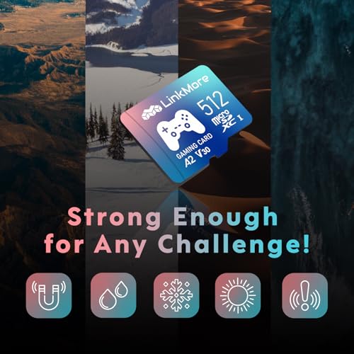 Image of LinkMore 512GB Gaming Micro SDXC Card, A2, UHS-I, U3, V30, Class 10, Read Speed Up to 160MB /s, Write Speed Up to 120MB /s, SD Adapter Included (XV23 PRO)
