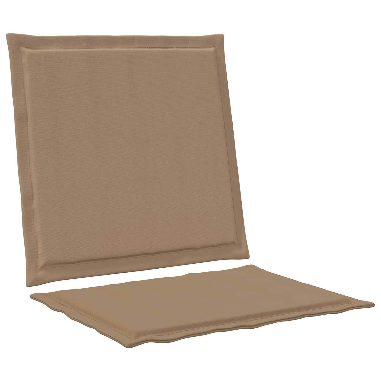Poduszki na oparcie 2 sztuki taupe 47 x 45 x 2 cm | Poliester odporny na warunki atmosferyczne, wypełniony pianką, na patio w ogrodzie, łatwy do czyszczenia