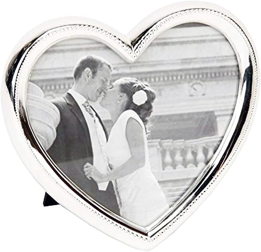 Haysom Interiors Contemporary Silver Plated Heart Shaped Photo Frame Holds a 4" x 4" Photograph by Happy Homewares