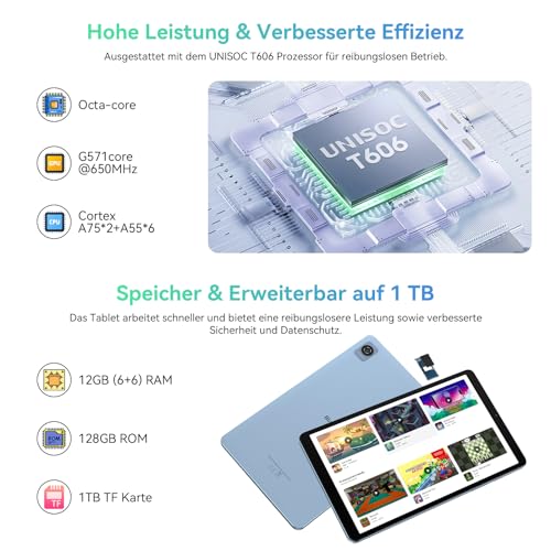 Blackview Tab60 Tablet 8,68 Zoll Android 13 Tablet 4G LTE 5G WiFi 12GB RAM 128GB ROM(1TB TF) 6050mAh, 5MP+8MP, Telefonanruf Funktionalität Tragbares Tablet PC Google GMS, Widevine L1 – Bild 4