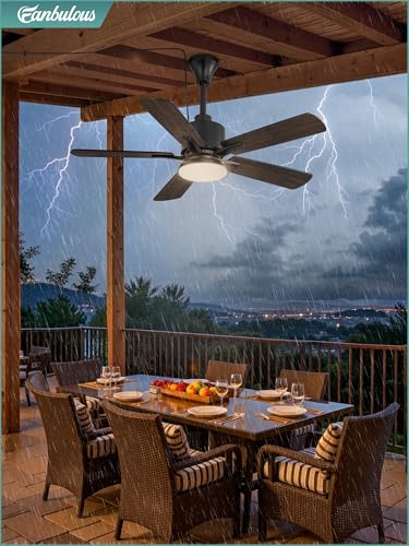 Fanbulous 42" Outdoor Ceiling Fans with Light for Patios, IP65 Waterproof Gazebo Fan, Plug in Ceiling Fan with Remote, 3CCT 6-Speed Black Ceiling Fan with Hanging Hook for Porch, Pergola,Canopy - Image 8