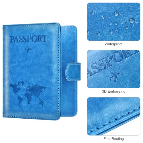 Image of Eoehro Passport Holder for Travel Essentials, Passport Wallet Cover Case for Travel Must Haves Accessories,Passport Book Holders for Women and Men(blue)