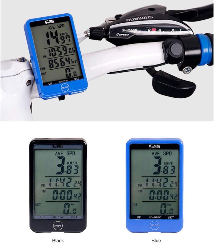 Tachimetro Computer da Bicicletta Cronometro cablato Tachimetro Bici Contachilometri Ciclismo Cronometro LCD Computer Impermeabile (Blu) Contachilometri