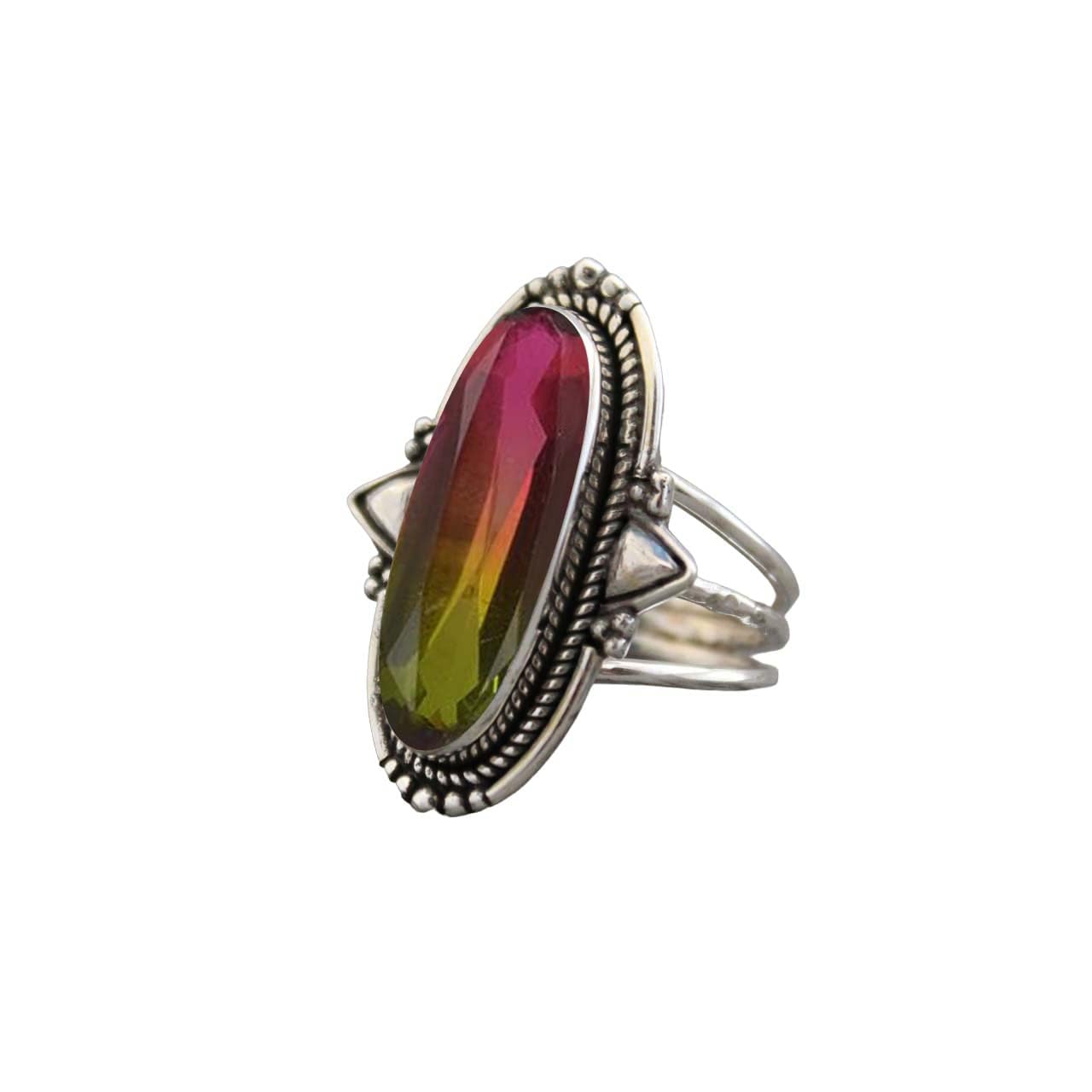 Blue Copper Turquoise Ring 925 Sterling Silver Handmade Ring For Women Birthday Gift For Her Triple Band Designer Ring Oval Shape Blue Gemstone