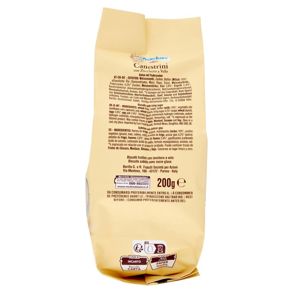 Italian Gourmet Butterkekse Canestrini 12x200g Polpa Gratis 2,4kg italienisches Gebäck mit Puderzucker