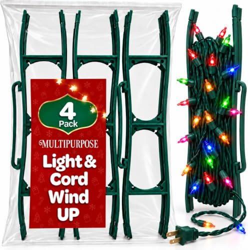 Christmas Light Storage Holder [Set of 4] Holiday Light Cord Organizer. | Christmas Light Organizer for Extensions Cords, Garland, Beads - Features an ergonomic handle, Made To Last
